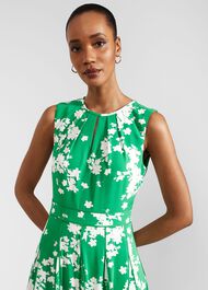 Angelica Floral Midi Dress, Green Ivory, hi-res