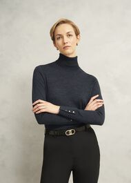 Lara Merino Rollneck Sweater, Charcoal Grey, hi-res