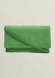Renata Suede Clutch, Cilantro Green, hi-res