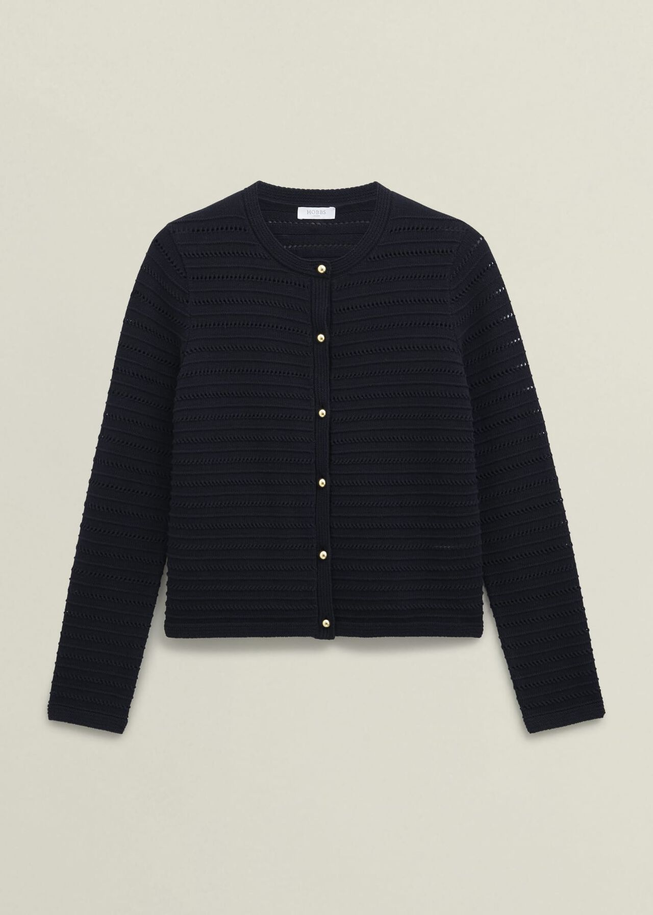 Amber Cotton Cardigan, Hobbs Navy, hi-res