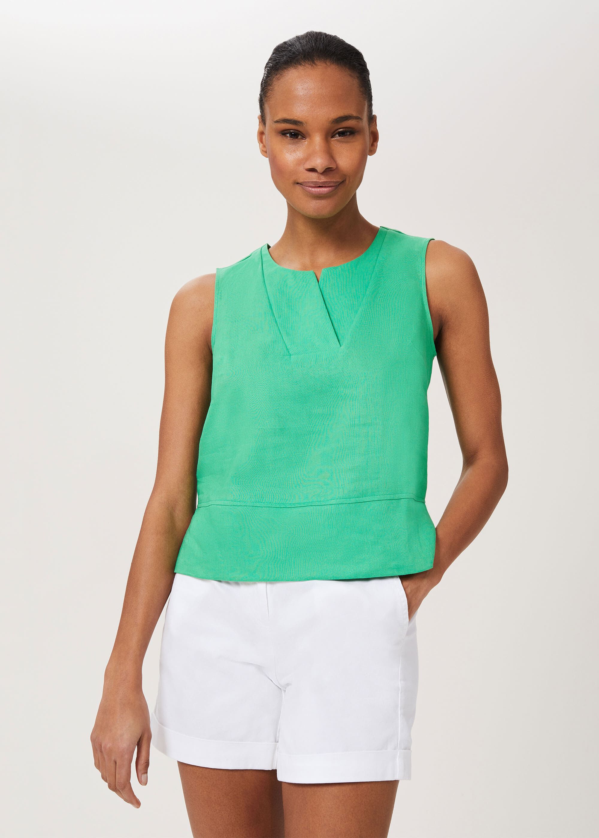 Ilona Linen V Neck Top | Hobbs
