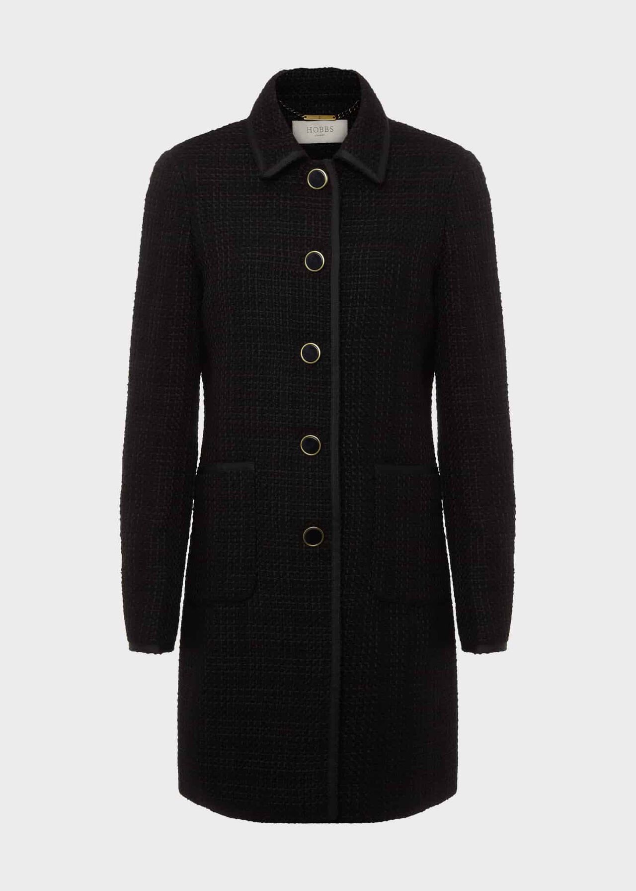 Elaine Tweed Coat, Black, hi-res