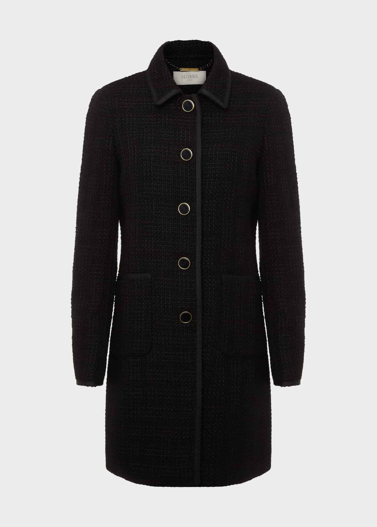 Elaine Tweed Coat, Black, hi-res