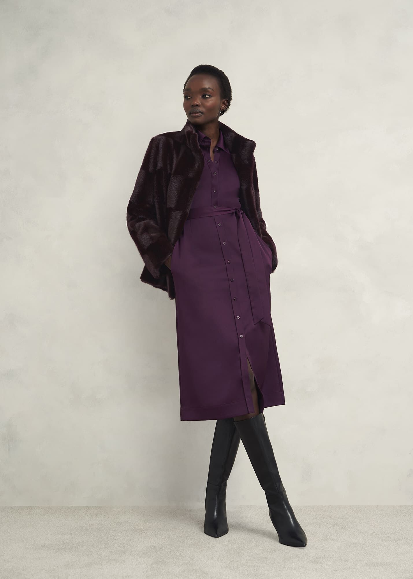 Hobbs navy faux fur coat new arrivals
