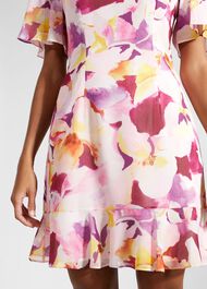 Iona Frill Hem Dress, Pink Multi, hi-res