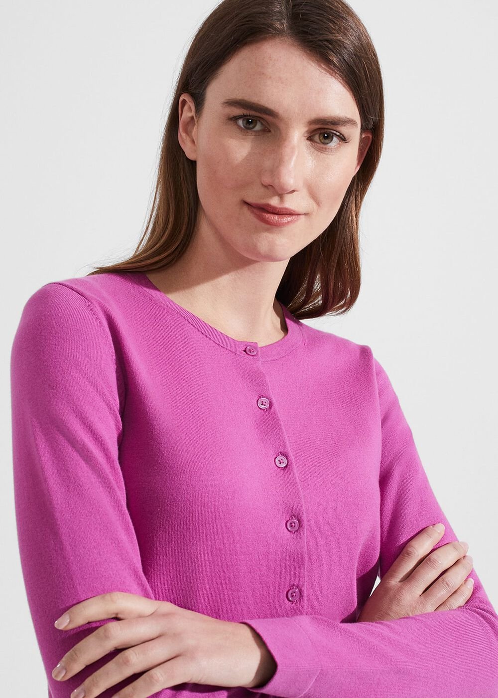 Michelle Cotton Cardigan, Violet Pink, hi-res