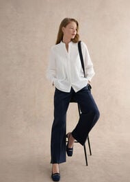 Petite Alessia Linen Wide Pants, Navy, hi-res