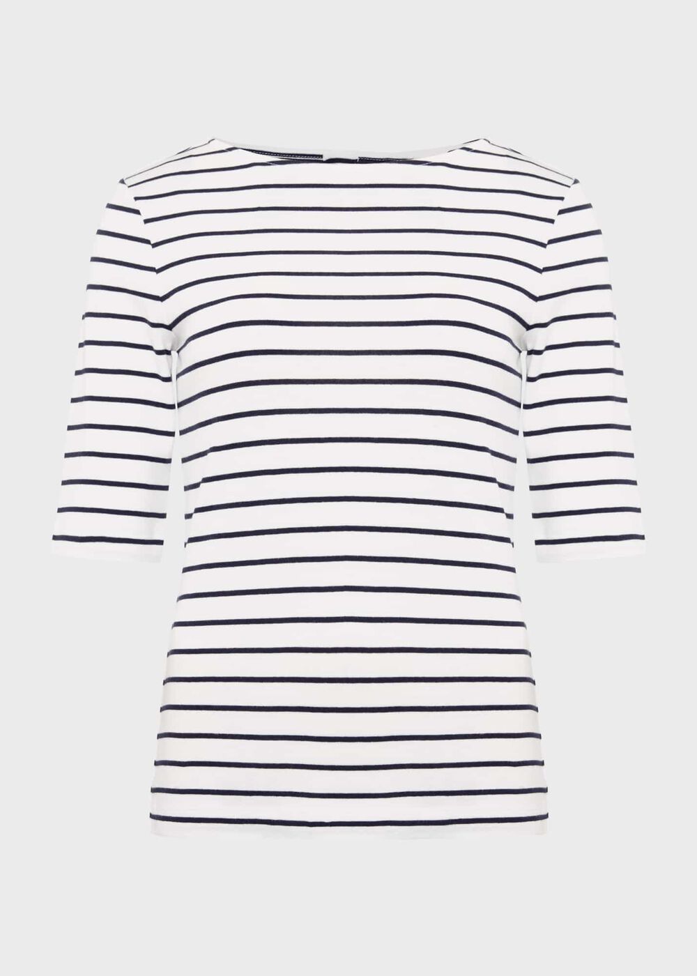 Katie Cotton Button Back Top, Ivory Hobbsnavy, hi-res