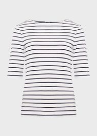 Katie Cotton Button Back Top, Ivory Hobbsnavy, hi-res