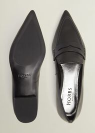 Alberta Leather Pointed Loafers, Black, hi-res