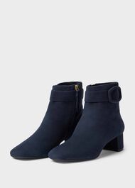 Hailey Suede Block Heel Ankle Boots, Navy, hi-res