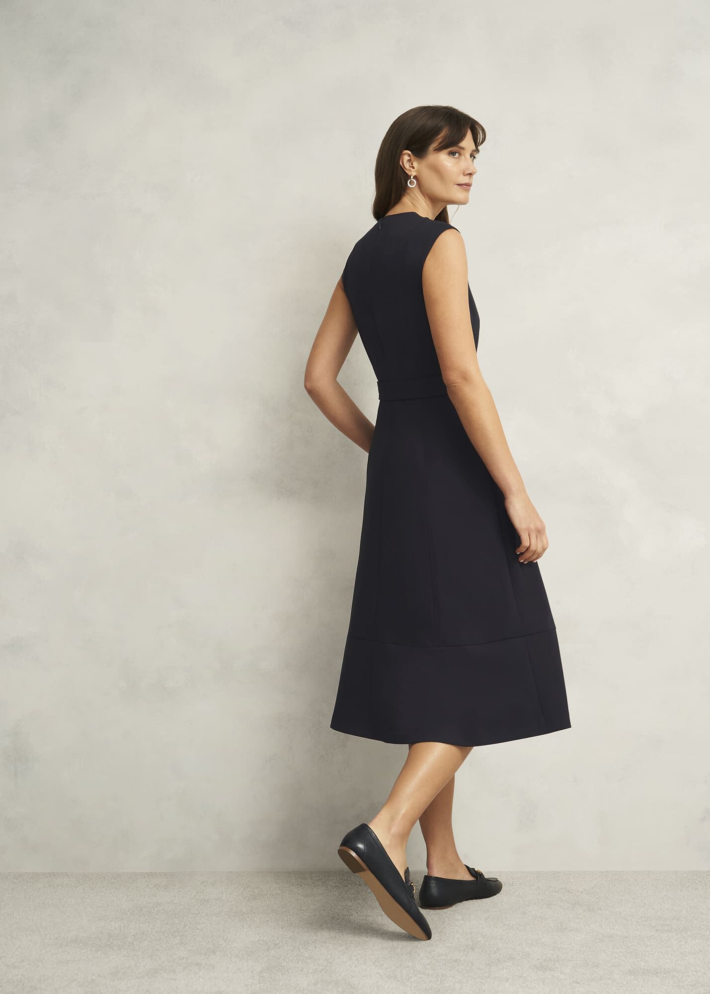 【Hobbs London】Carolyn◆ネイビー◆Vネック◆ミディアムドレス Carolyn Dress | Hobbs ROW |