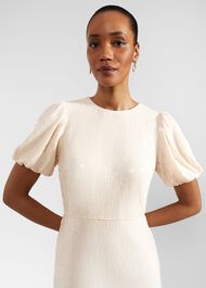 Tamzin Sequin Midi Dress, Buttercream, hi-res