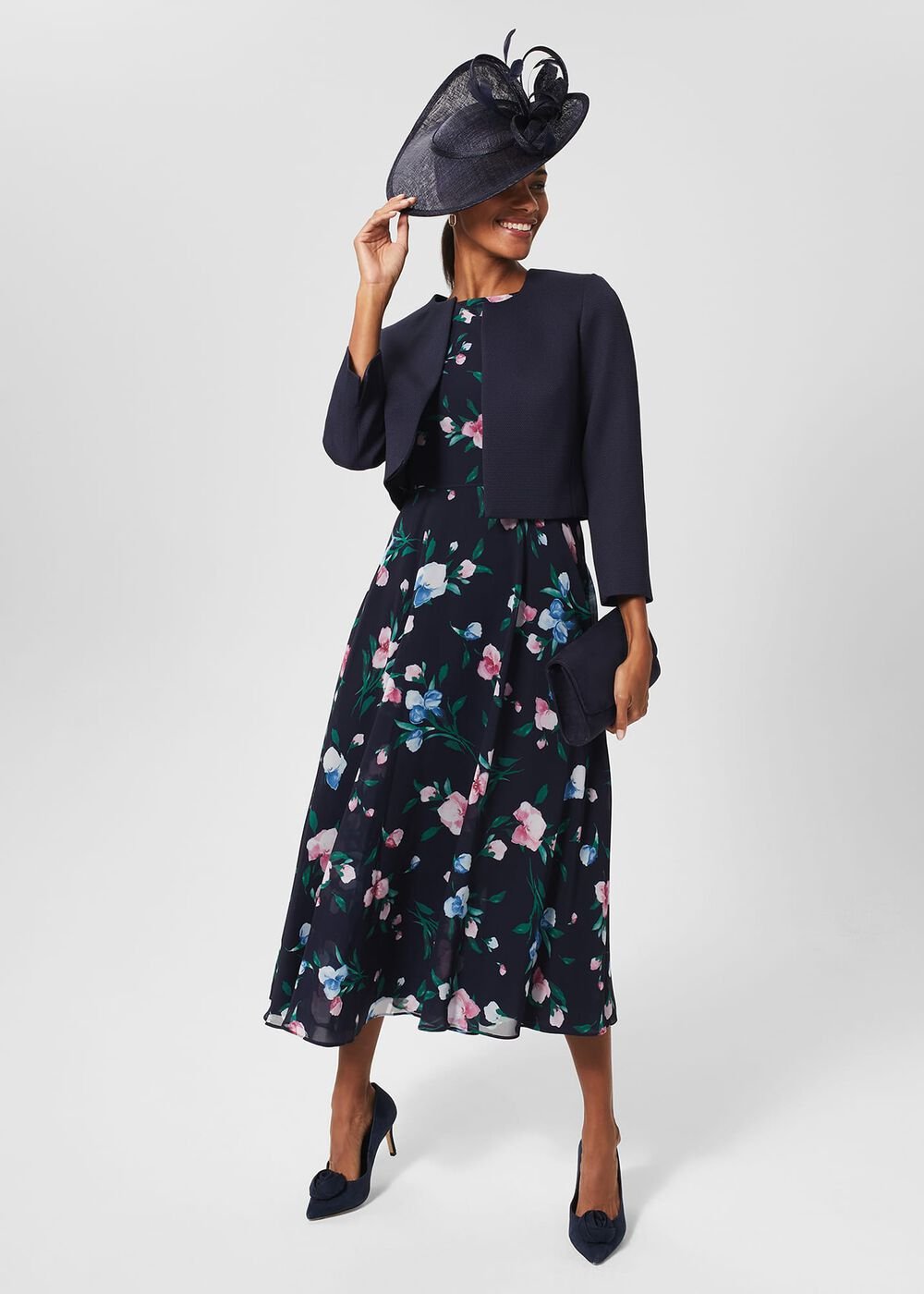 Petite Carly Floral Dress, Navy Multi, hi-res