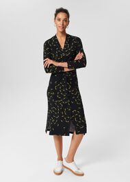 Hatty Jersey Dress, Navy Chartreuse, hi-res