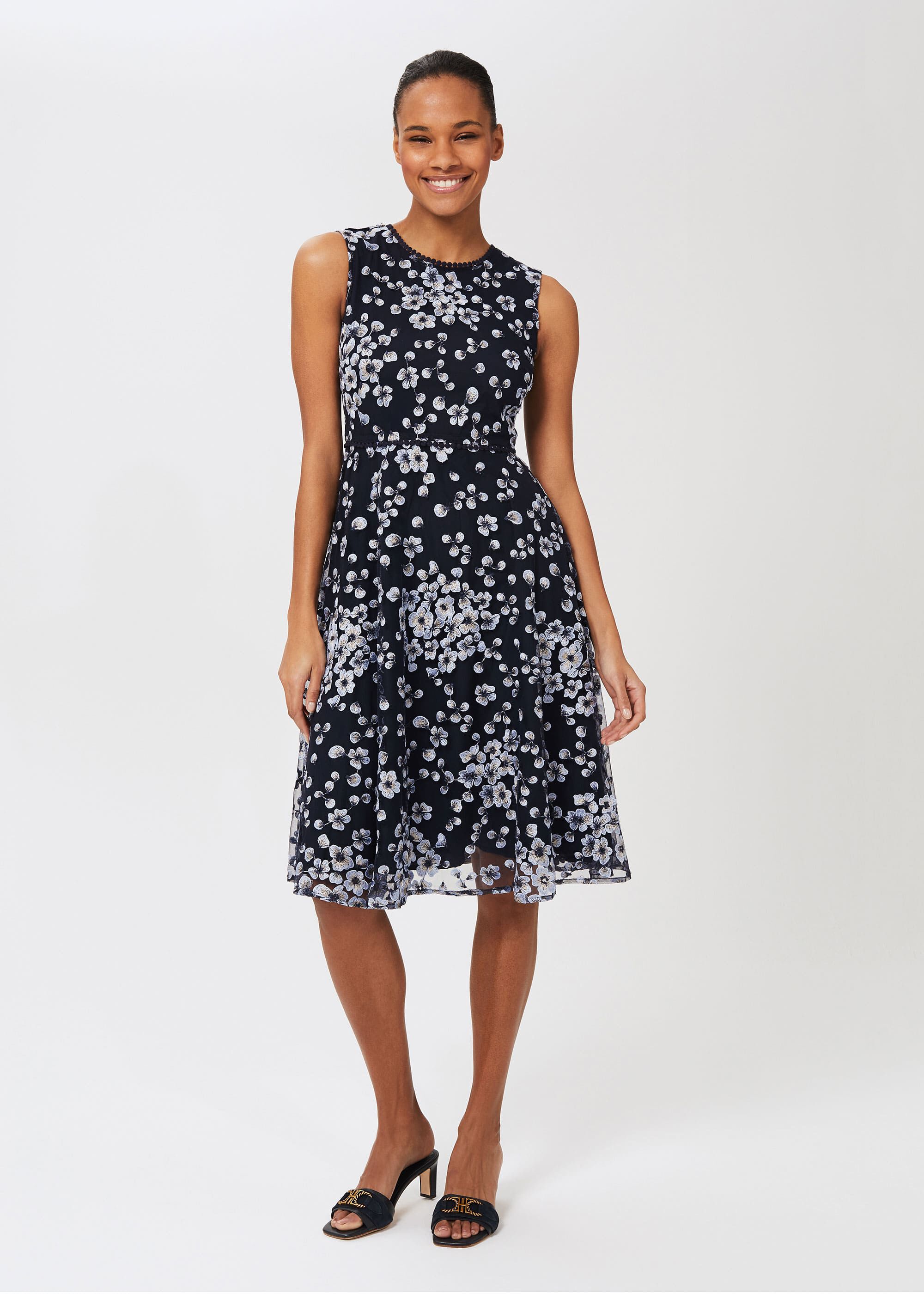 Navy blue and store white floral dress