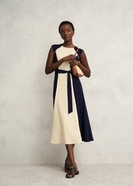 Andrea Colourblock Dress, Navy Cream, hi-res