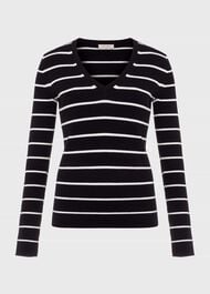 Nova Stripe Sweater, Navy Ivory, hi-res