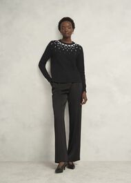Black Theodora Wool Blend Gem Fairisle Knitted Jumper , Black, hi-res