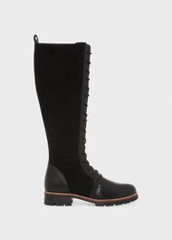 Devina Leather Knee Boots, Black, hi-res