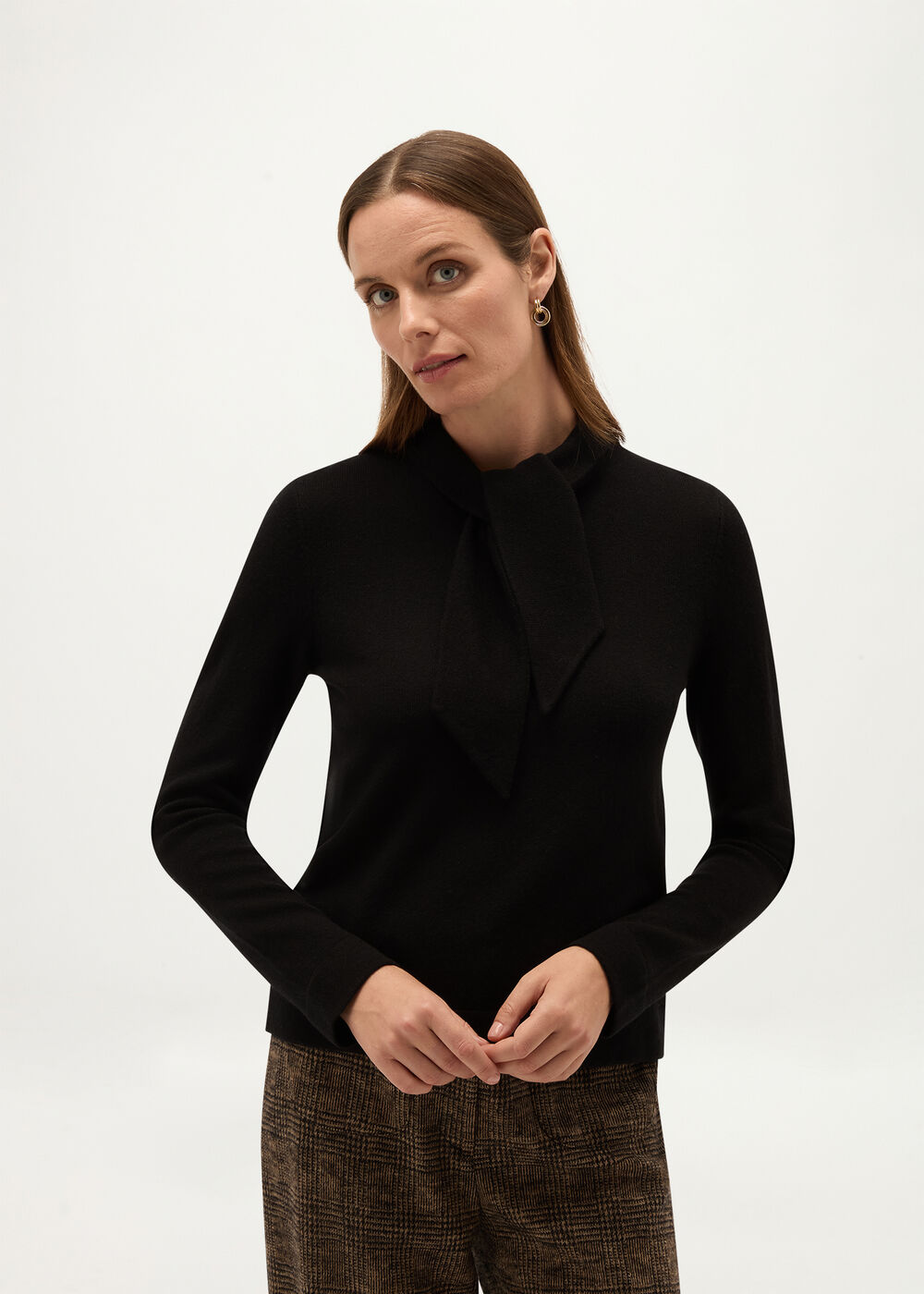 Mabel Wool Cashmere Tie Neck Jumper