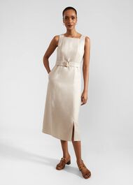 Roberta Linen Dress, Neutral, hi-res