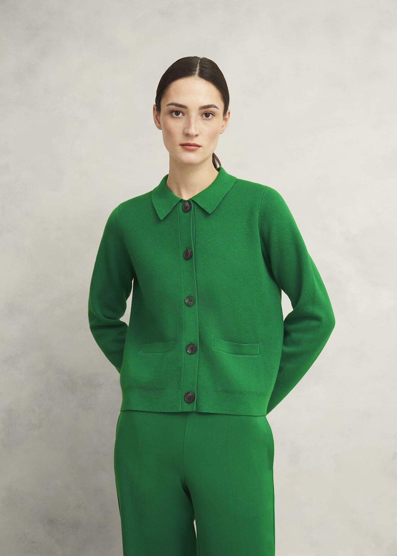 Mia Cotton Wool Knitted Jacket , Verdant Green, hi-res