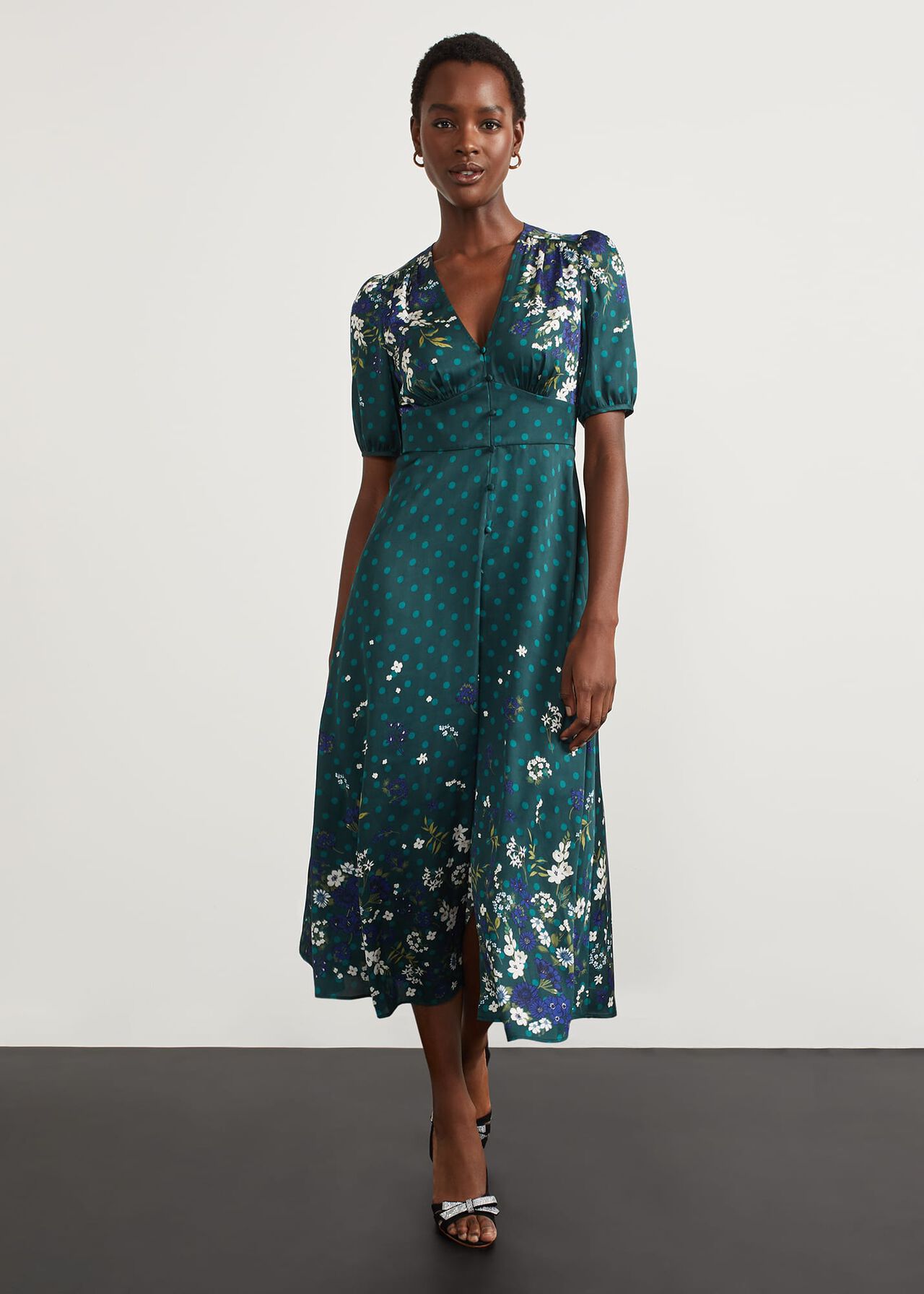 Bourchier Fit And Flare Dress, Green Multi, hi-res