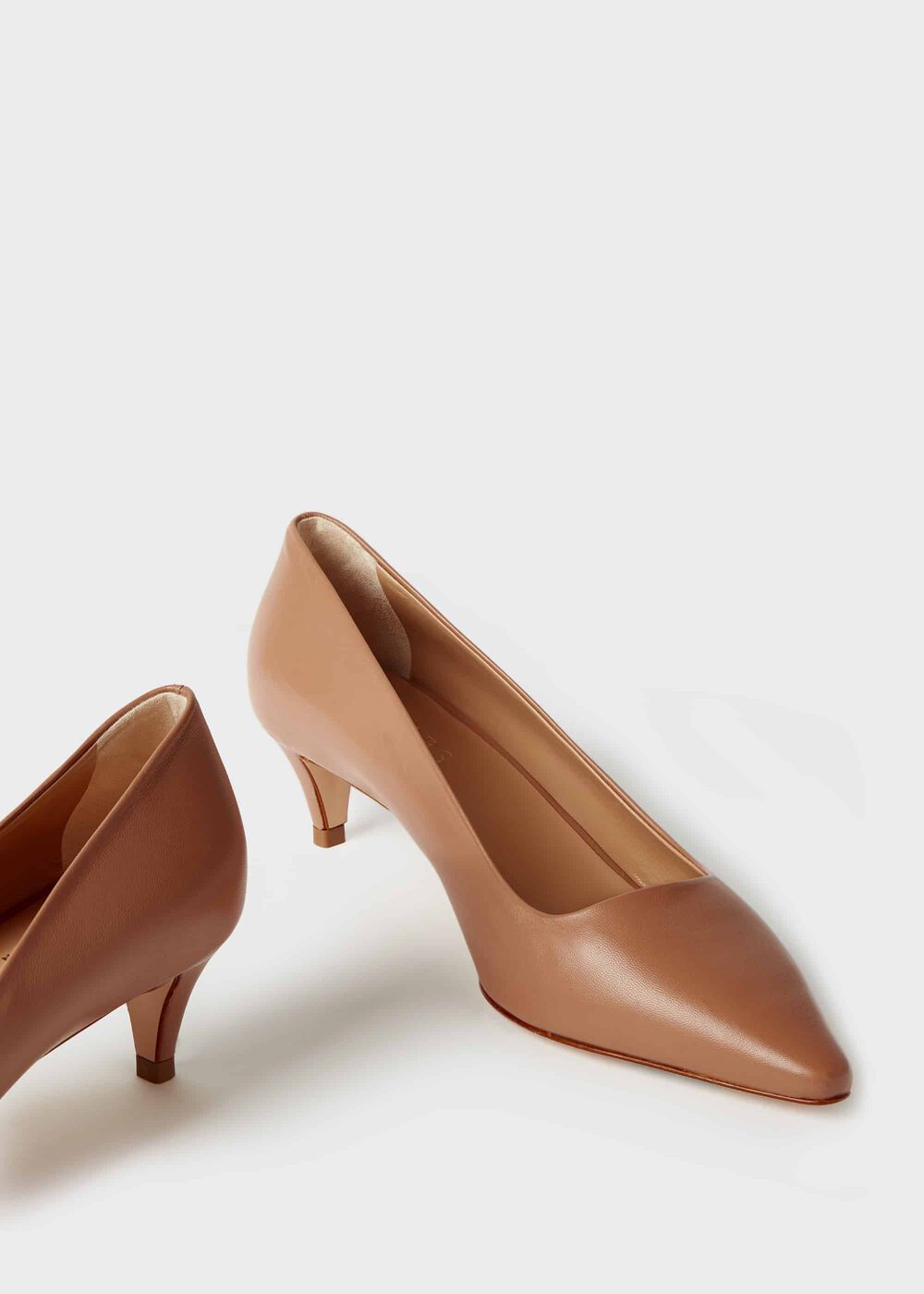 Millie Leather Kitten Heel  Court Shoes, Toasted Almond, hi-res