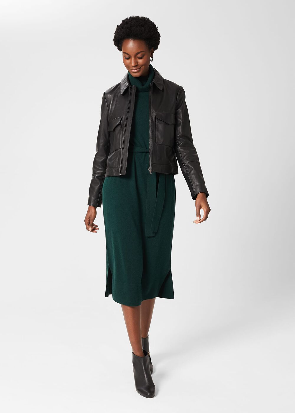 Elise Leather Jacket , Black, hi-res