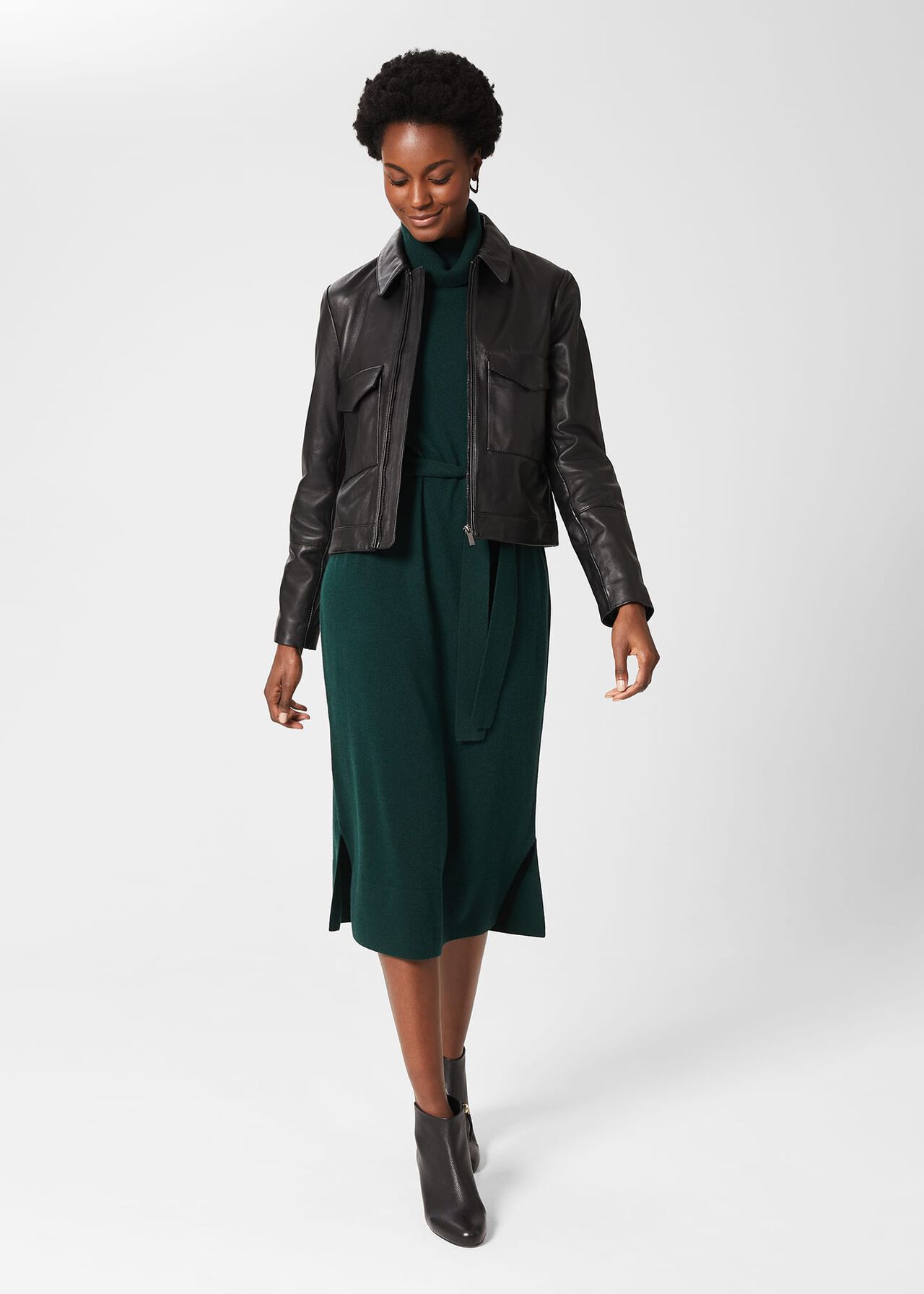 Elise Leather Jacket , Black, hi-res