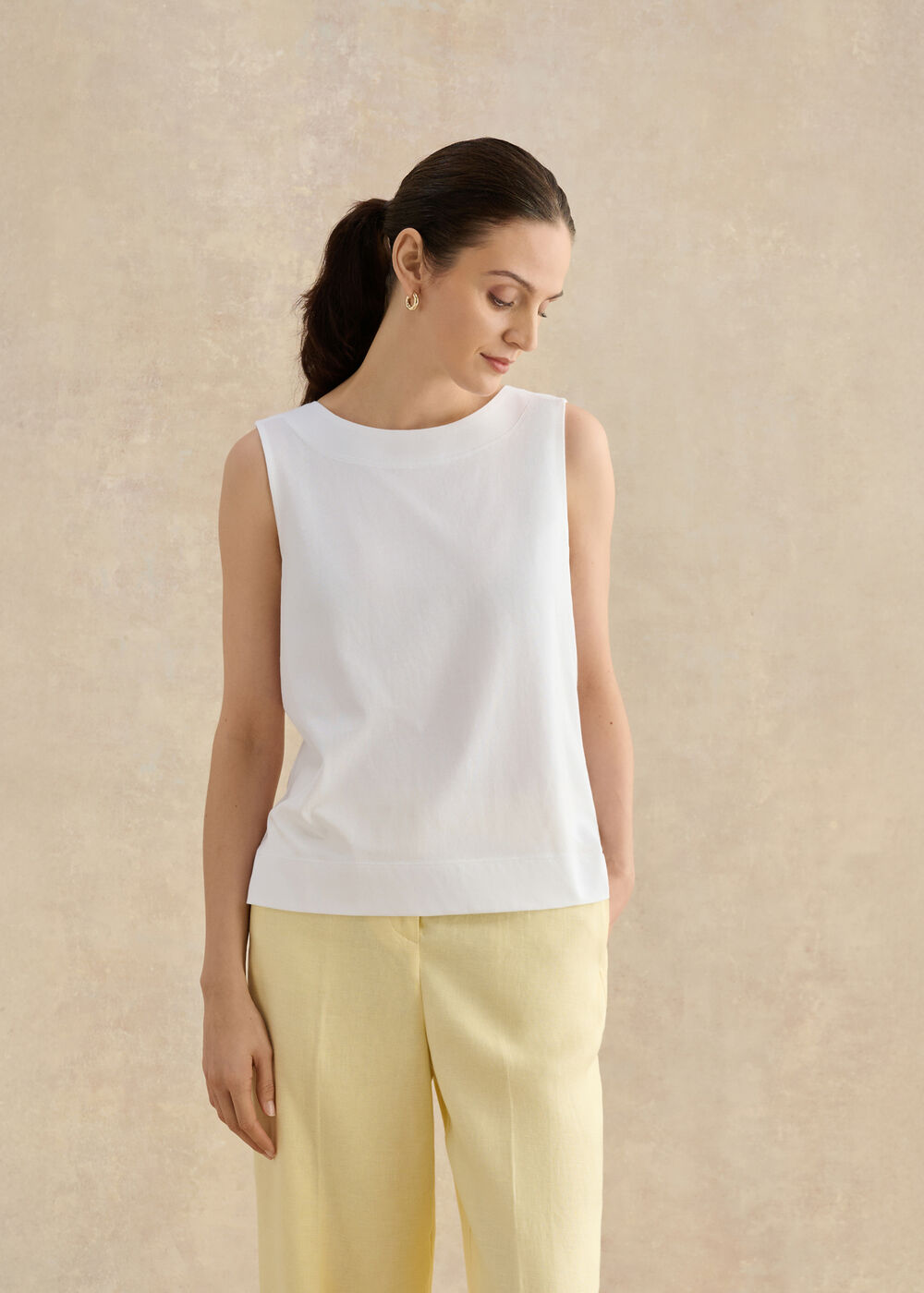 Fern Cotton Button Back Top, White, hi-res