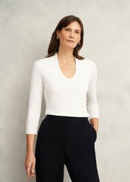 Aimee Double Fronted Top, Ivory, hi-res