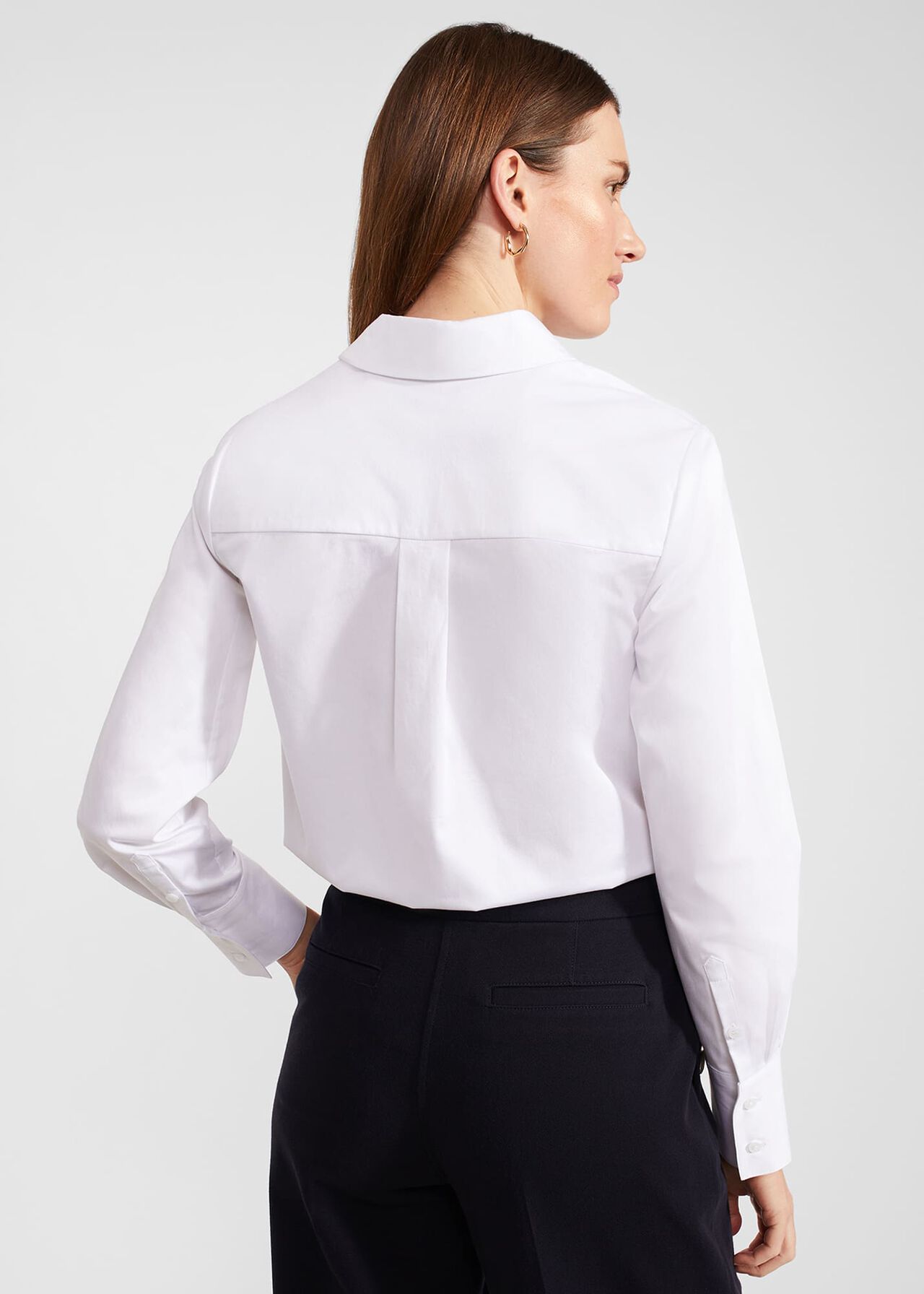 Valerie Cotton Blend Shirt, White, hi-res