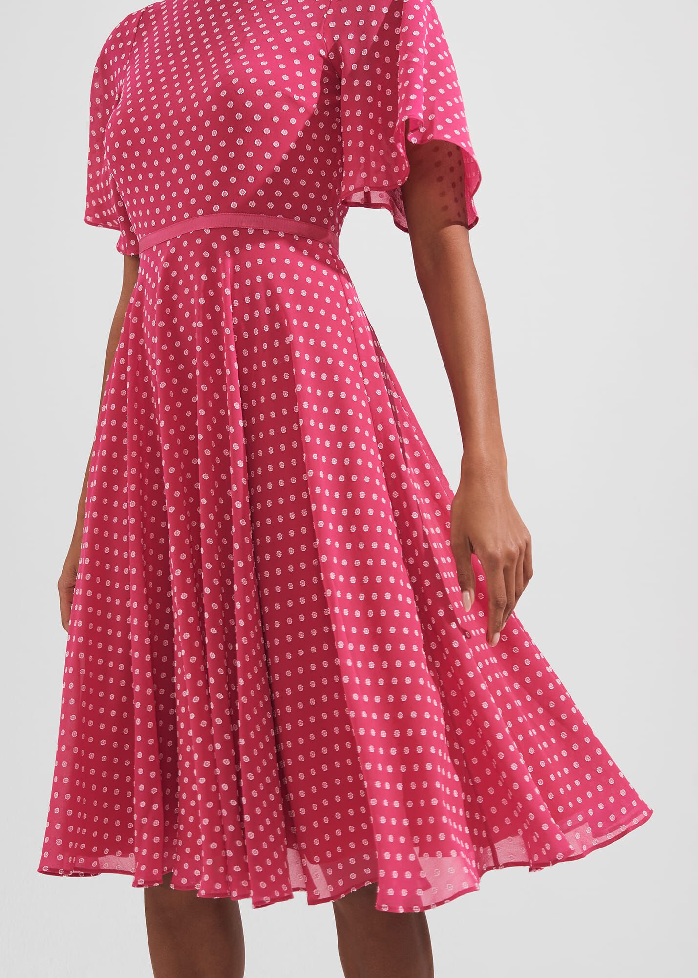 ★Hobbs London★ Petite Eleanor Spot Fit And Flare Dress 小 0123-5529-9045L04-PETITE-