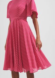 Petite Eleanor Spot Fit And Flare Dress, Pink Ivory, hi-res