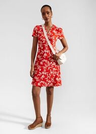 Lydia Jersey Dress, Red Buttercream, hi-res