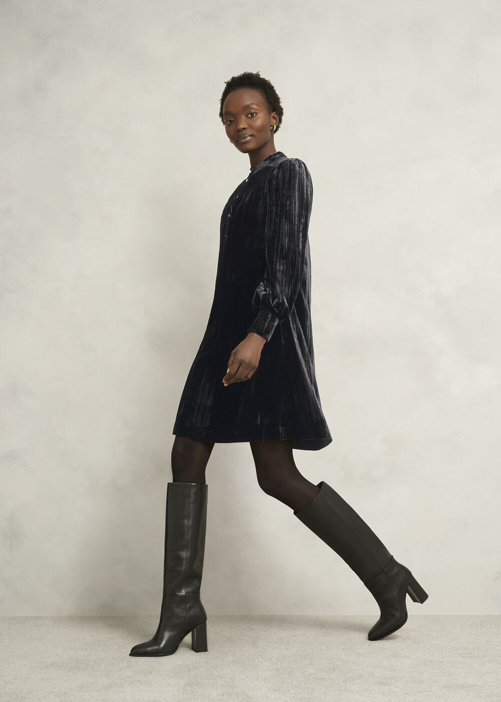 Sienna Velvet Dress, Black, hi-res