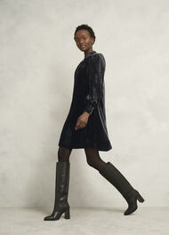 Sienna Velvet Dress, Black, hi-res