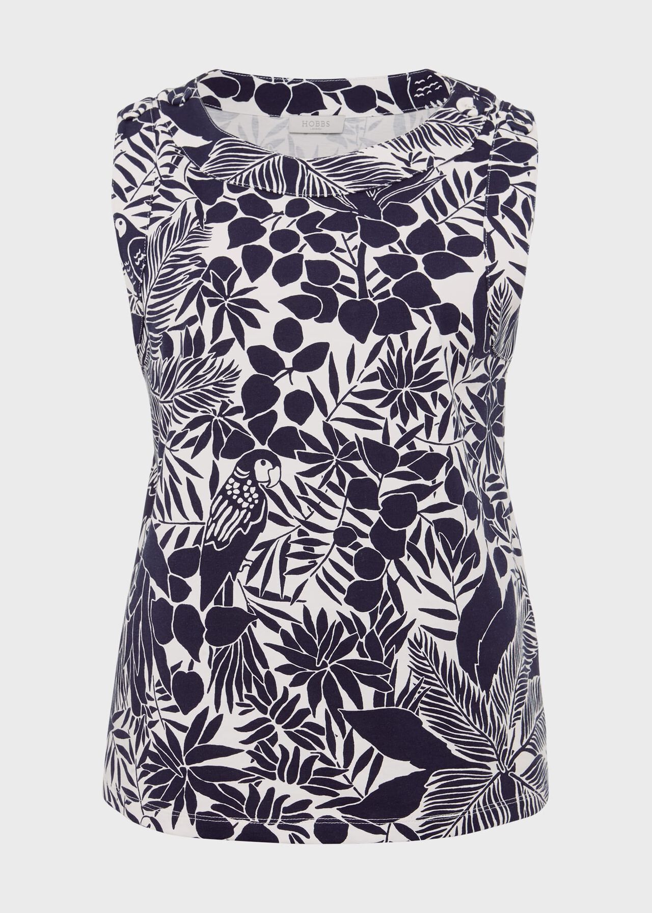 Maddy Printed Top, Ivory Navy, hi-res