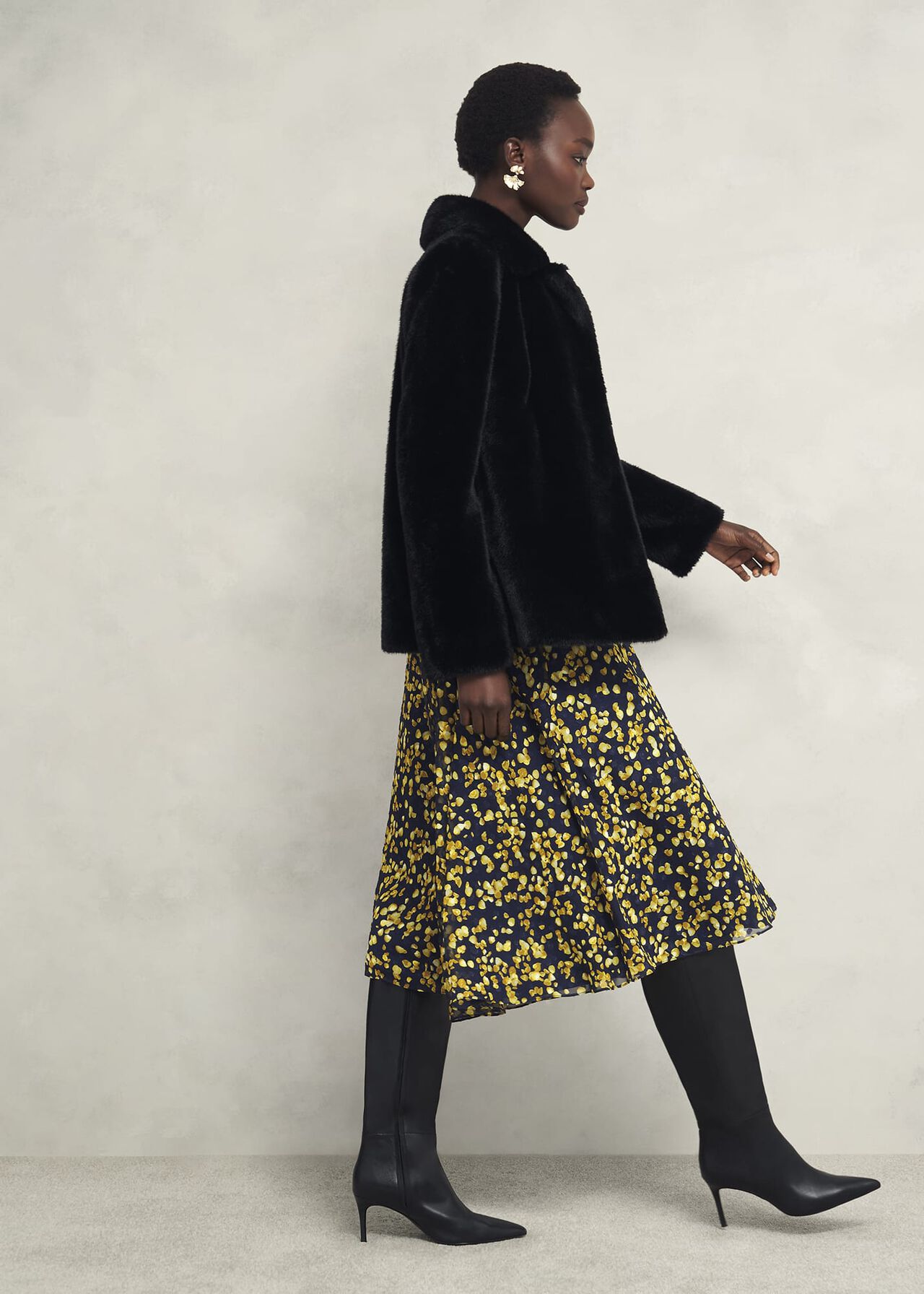 Petite Aurora Dress, Navy Yellow, hi-res