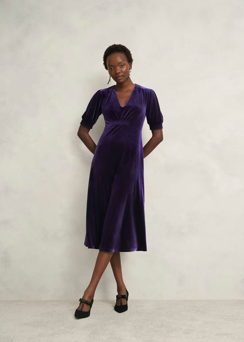 Dormer Velvet Dress, Midnight Purple, hi-res