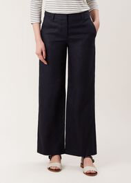 Nicole Linen trousers, Navy, hi-res