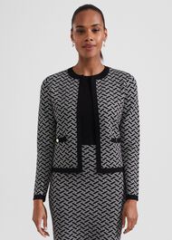 Perrie Knitted Jacket, Black Ivory, hi-res
