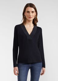 Jonie Long Sleeved Top, Hobbs Navy, hi-res
