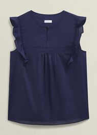 Navy Joy Cotton Blouse, True Navy, hi-res