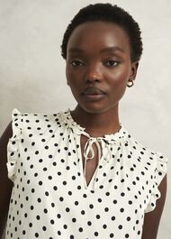 Adriel Blouse, Ivory Navy, hi-res