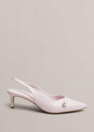 Serena Leather Slingbacks, Pale Pink, hi-res