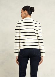 Ellie Cotton Wool Knitted Jacket, Ivory Navy, hi-res