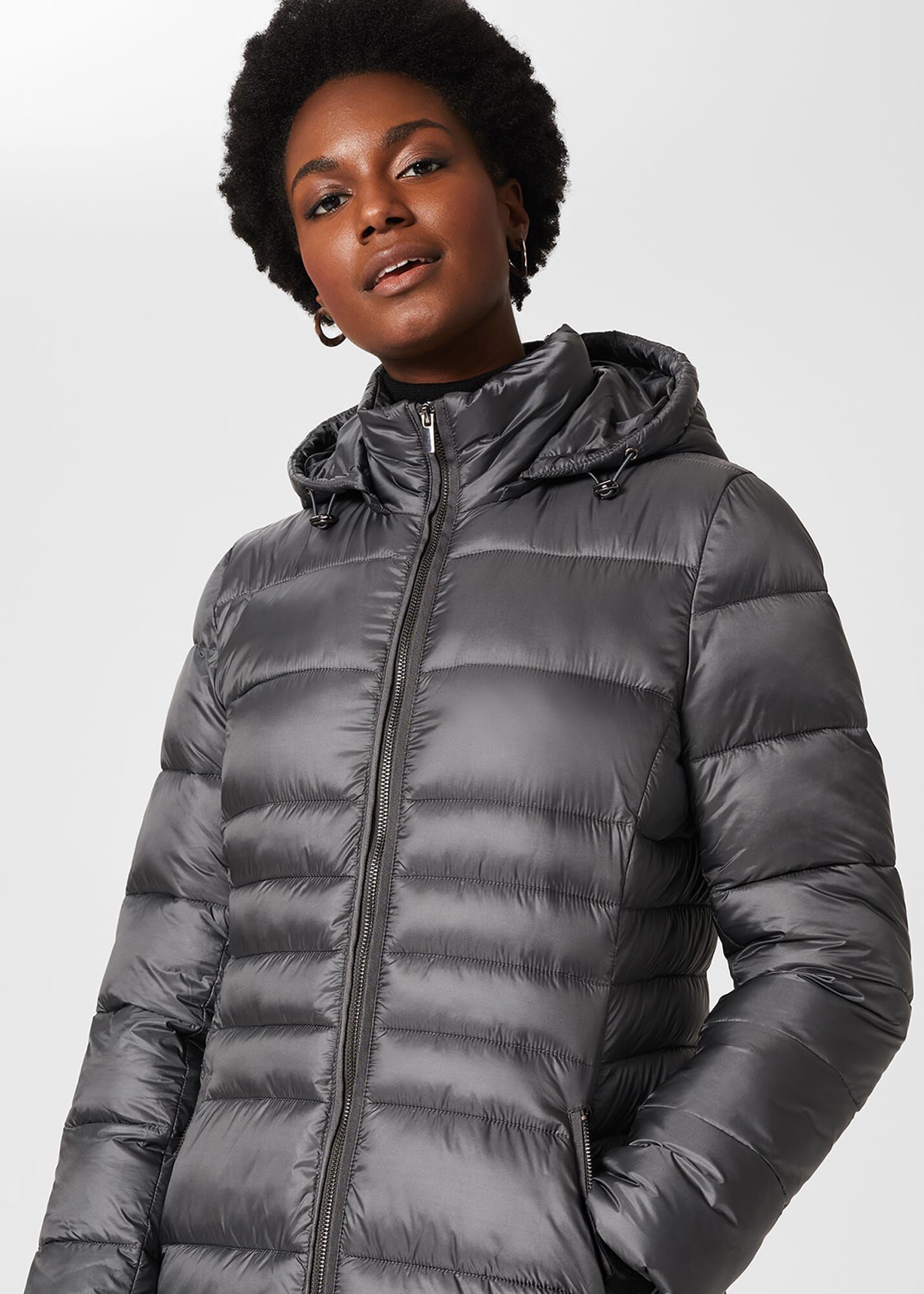 Charcoal grey puffer jacket sales
